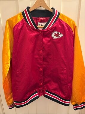 Mitchell & Ness Red and Yellow Kansas City Varsity Jacket